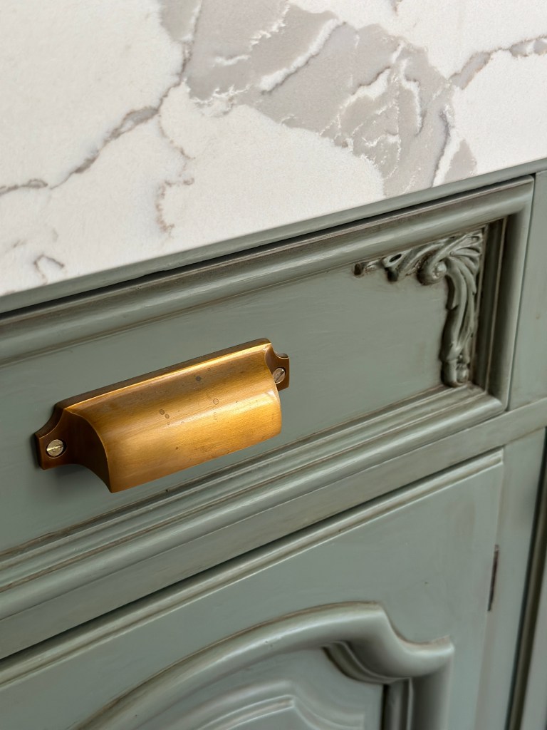 painted vanity with glaze